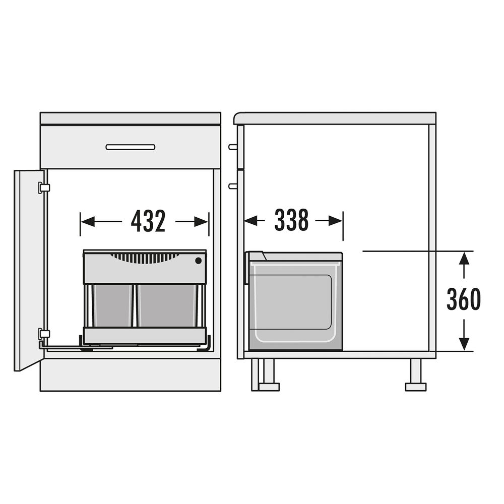 HAILO AS Space Saver tandem S Plus afvalemmer