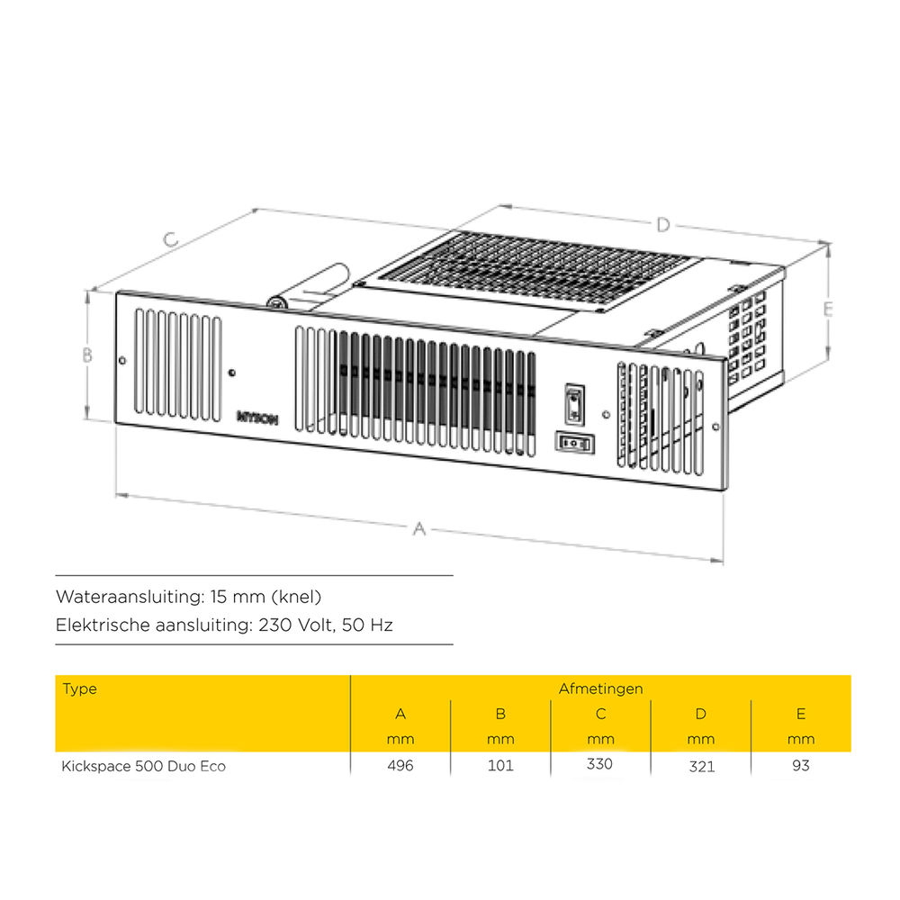 Plintverwarming KICKSPACE 500-DUO RVS