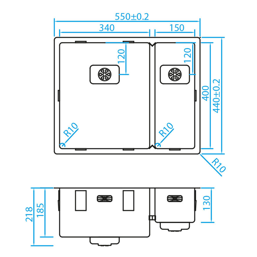 OUTLET CARESSI CAPP3415Q10 spoelbak
