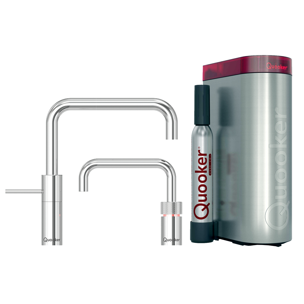 QUOOKER Combi Plus TwinTaps Square Chroom + Cube