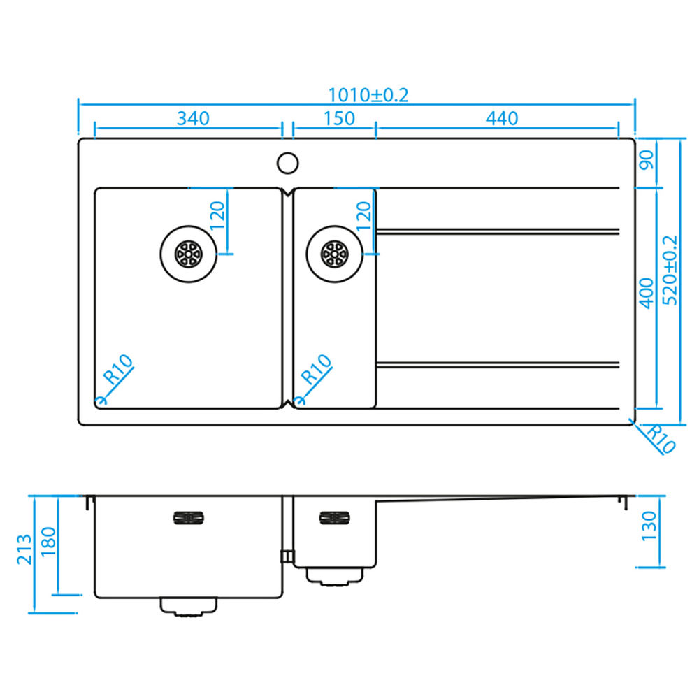 CARESSI CAPP3415ABL Spoelbak