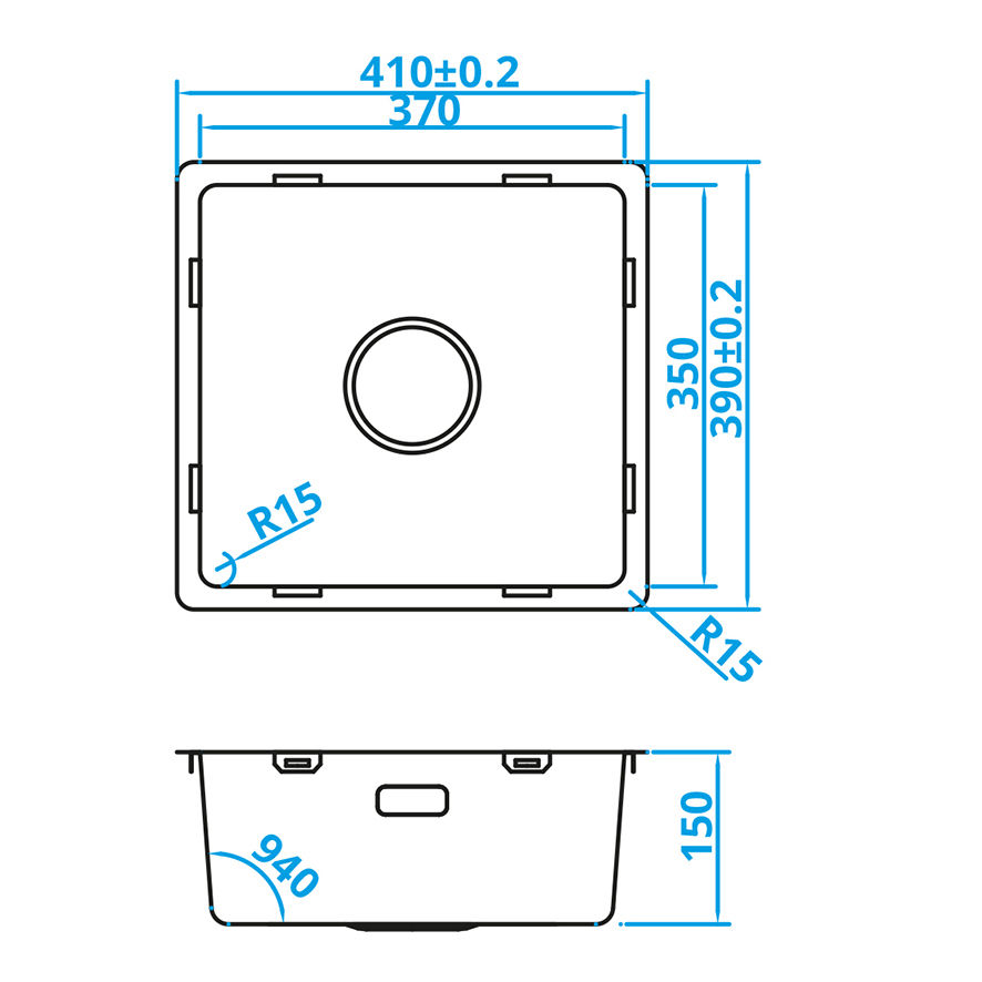 CARESSI CABL37R15 Spoelbak Basic Line