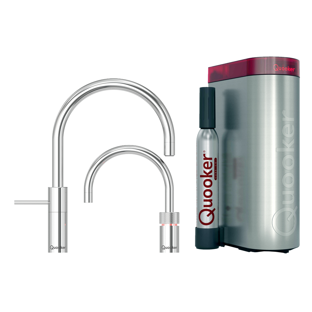 QUOOKER Pro3 TwinTaps Round Chroom + Cube