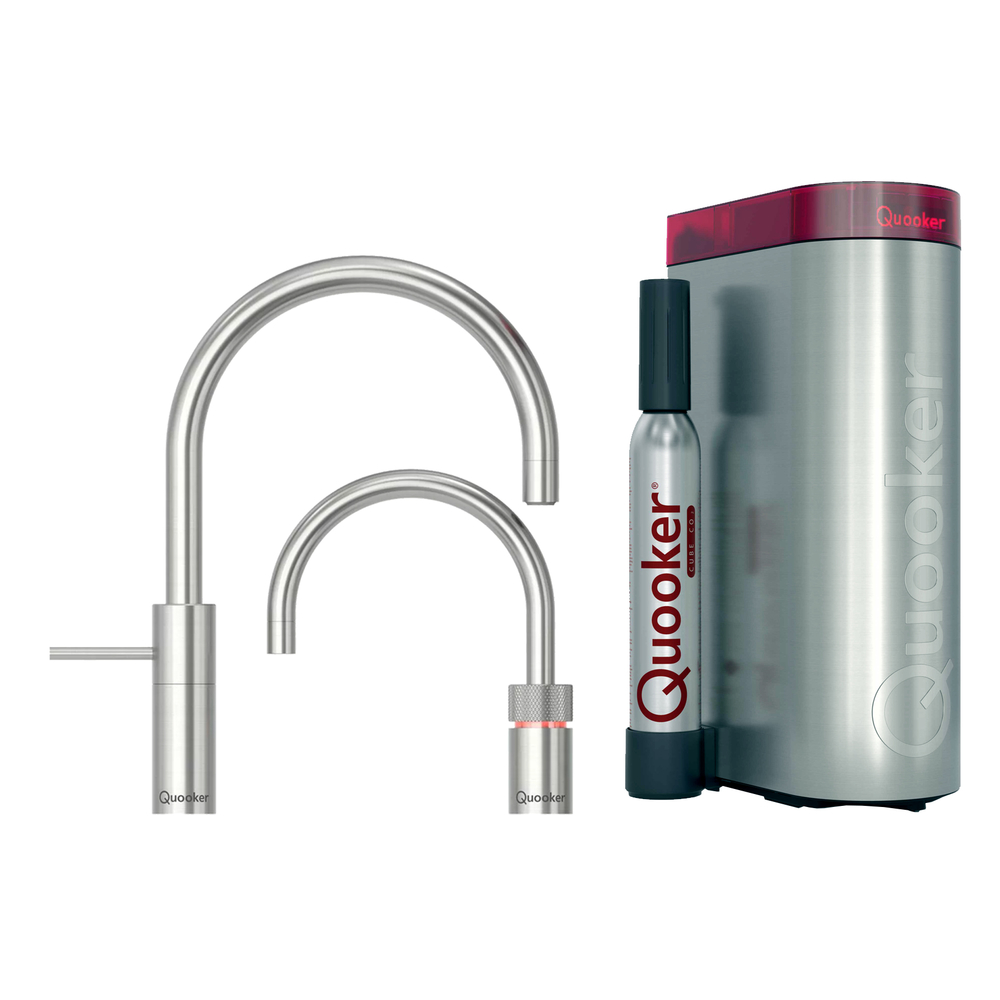 QUOOKER Combi Plus TwinTaps Round RVS + Cube
