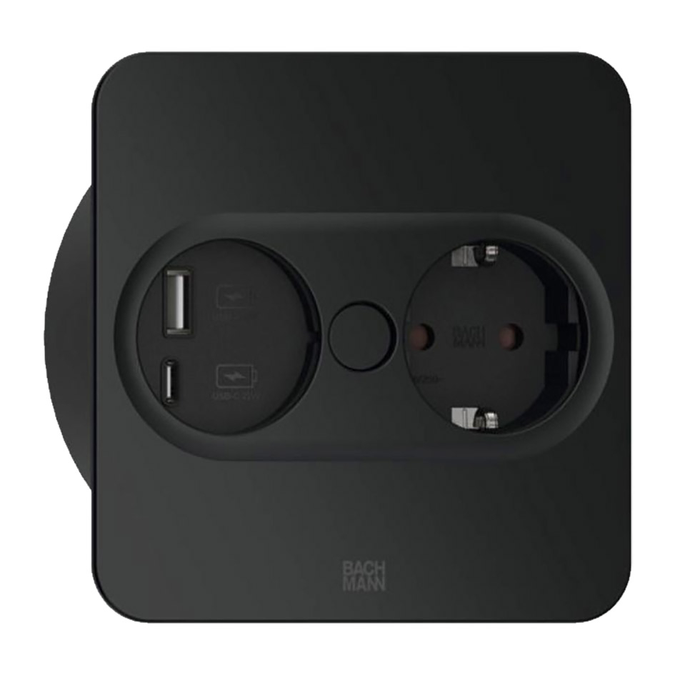 Twist-2 Vierkant, 1-voudig/RA +USB-A&C-lader
