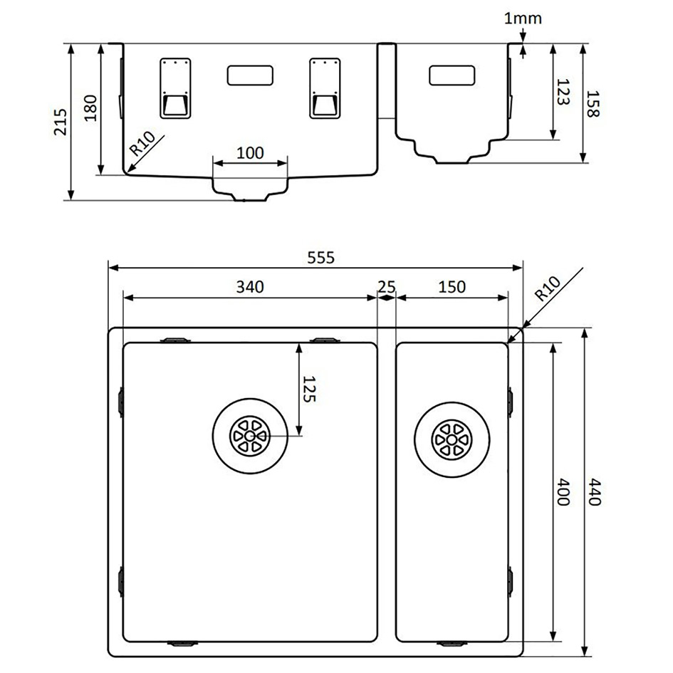 OUTLET LORREINE SP-Series spoelbak 3415SP Copper